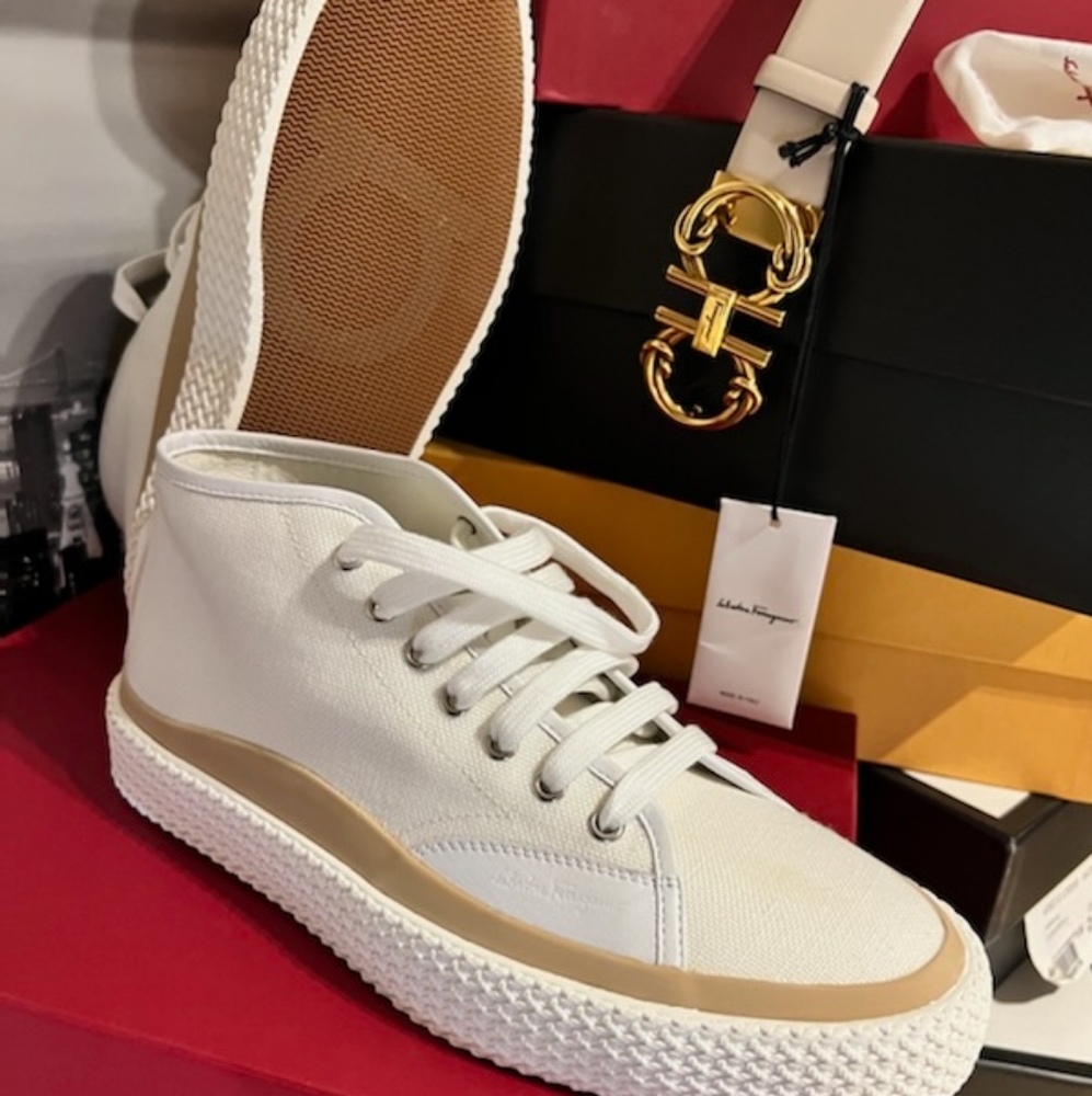 Salvatore Ferragamo men's retro canvas casual shoes/sneakers zs 10 10.5